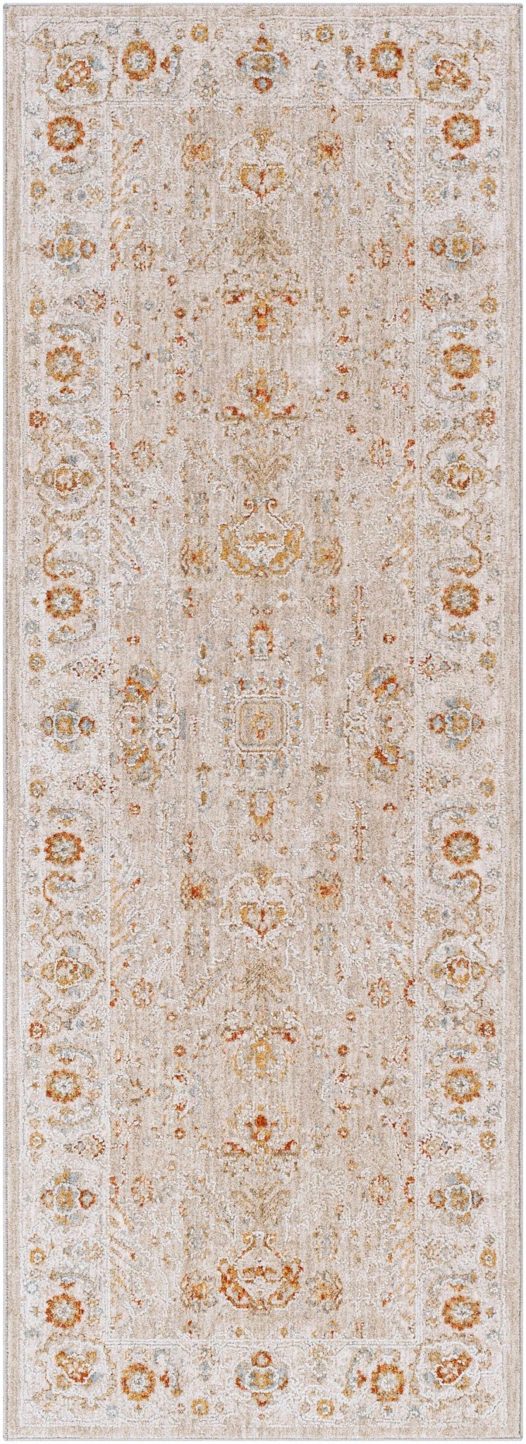 Machine Woven Ivory Traditional Oushak Design Area Rug - The Rug Decor