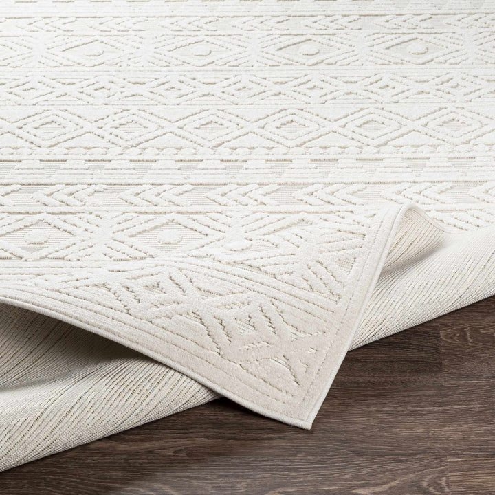 Machine Woven Modern Geometrical Off - White Outdoor Area Rug - The Rug Decor
