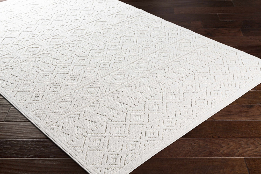 Machine Woven Modern Geometrical Off - White Outdoor Area Rug - The Rug Decor