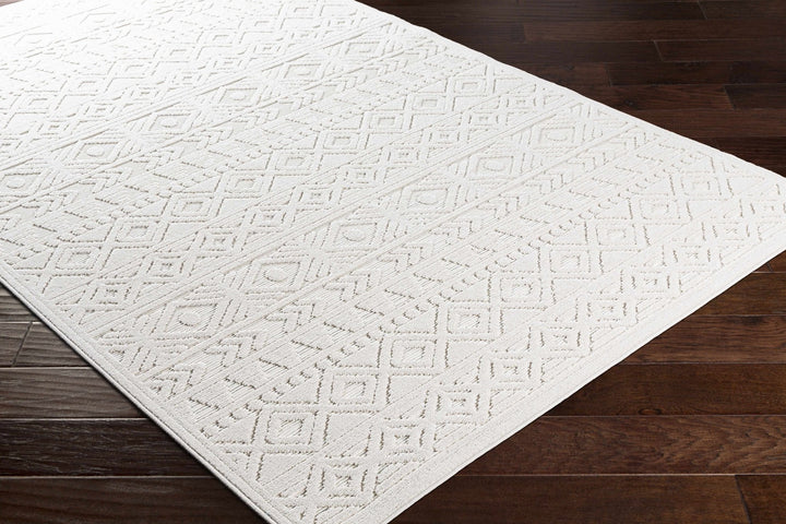Machine Woven Modern Geometrical Off - White Outdoor Area Rug - The Rug Decor