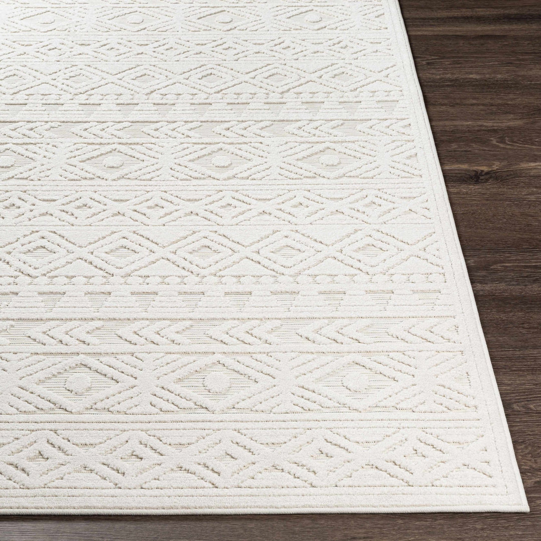 Machine Woven Modern Geometrical Off - White Outdoor Area Rug - The Rug Decor
