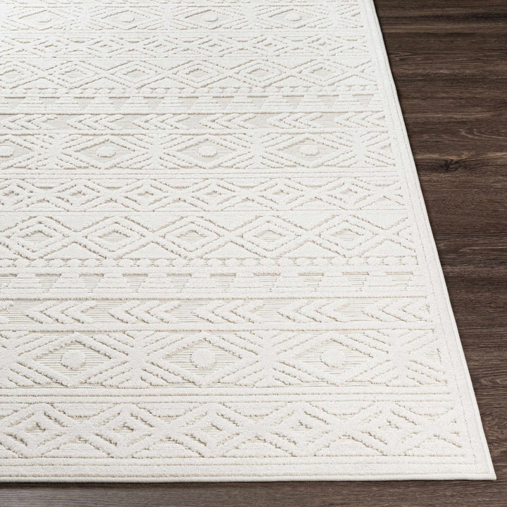 Machine Woven Modern Geometrical Off - White Outdoor Area Rug - The Rug Decor