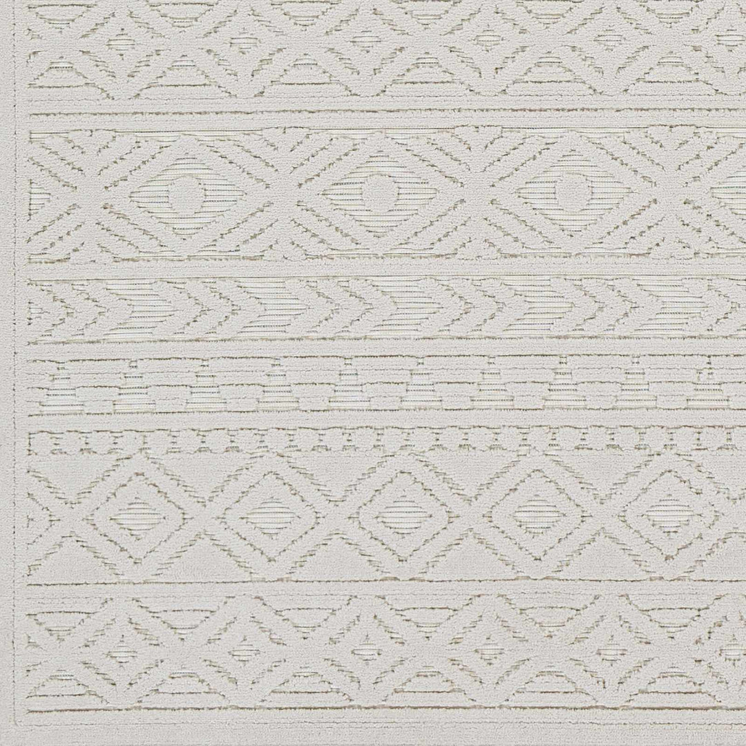 Machine Woven Modern Geometrical Off - White Outdoor Area Rug - The Rug Decor