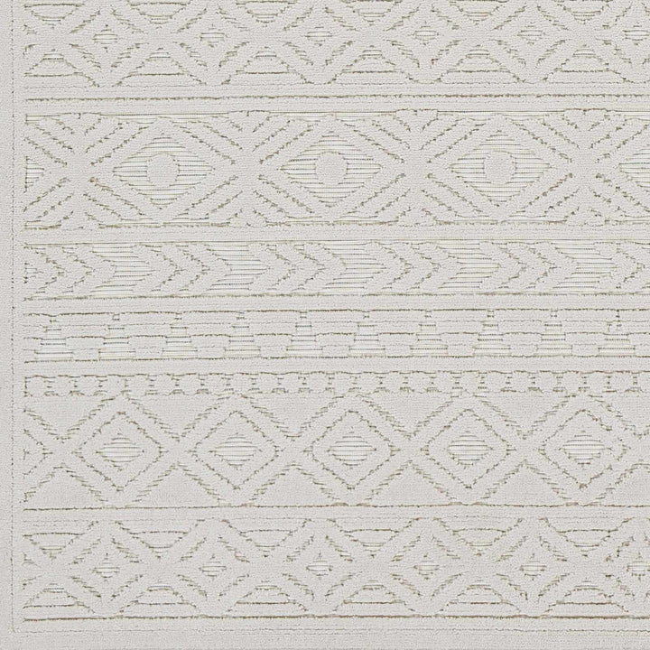 Machine Woven Modern Geometrical Off - White Outdoor Area Rug - The Rug Decor