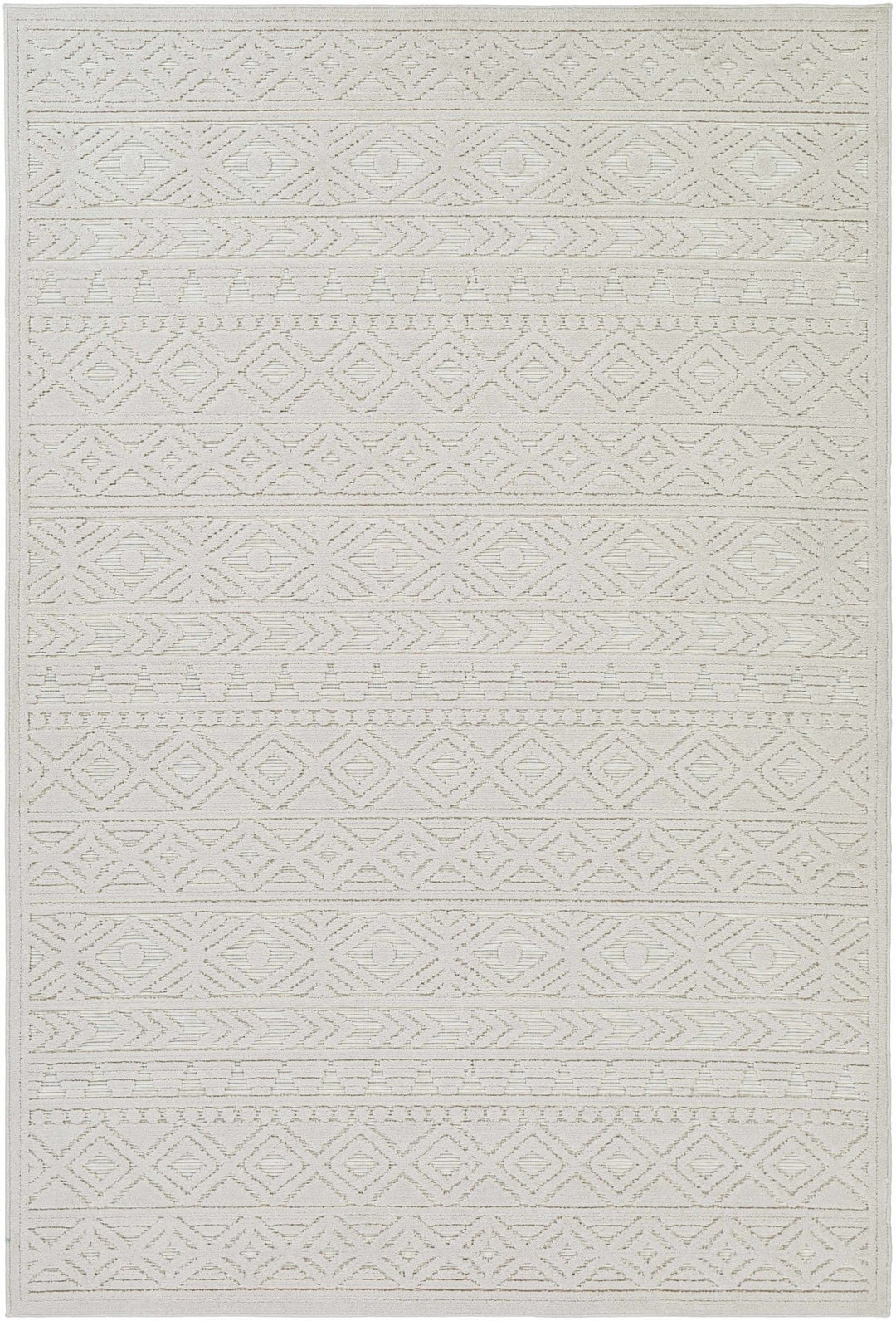 Machine Woven Modern Geometrical Off - White Outdoor Area Rug - The Rug Decor