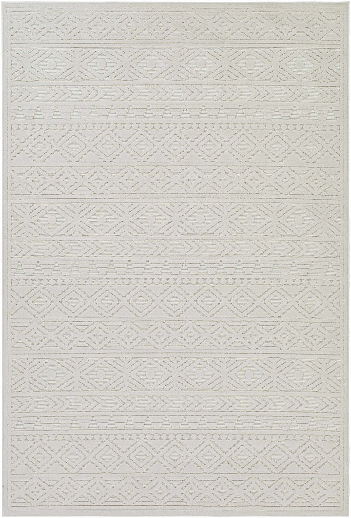 Machine Woven Modern Geometrical Off - White Outdoor Area Rug - The Rug Decor