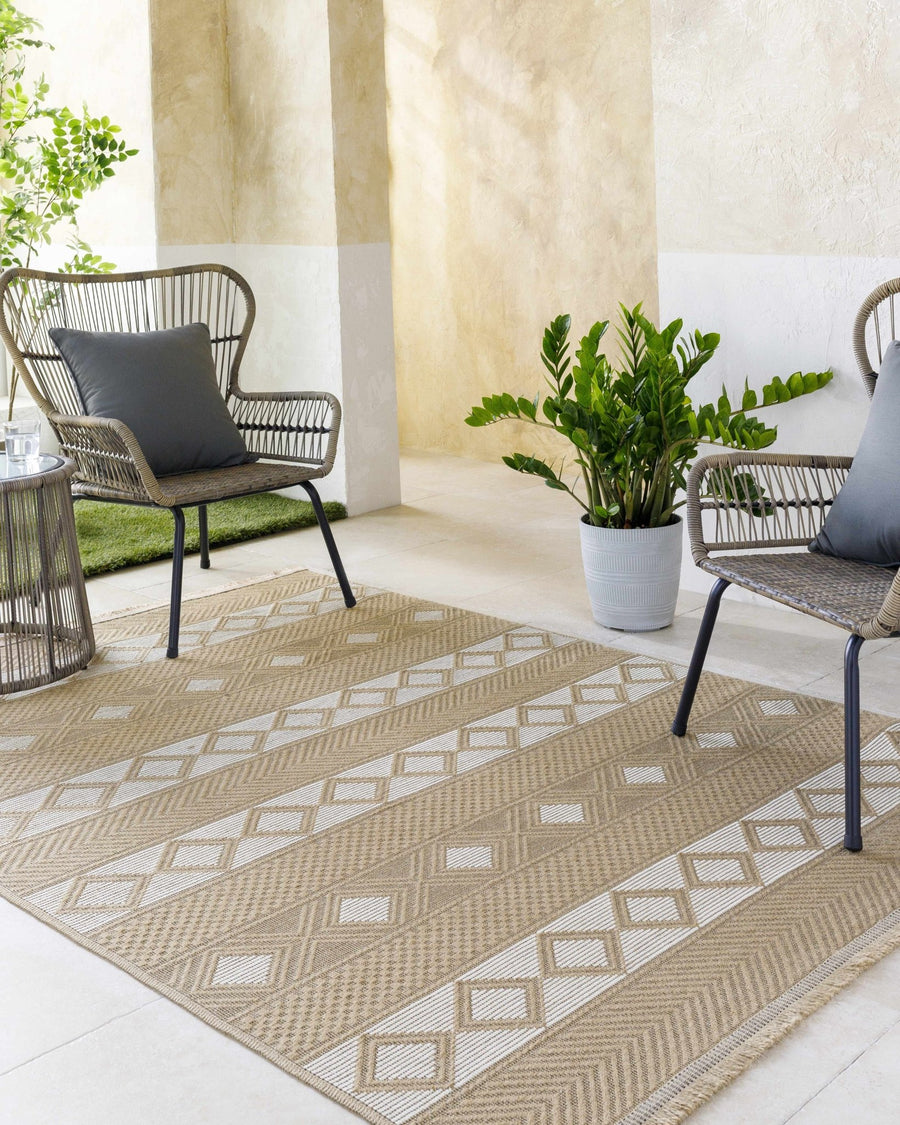 Machine Woven Tan Bohemian Style Jute Rug - The Rug Decor