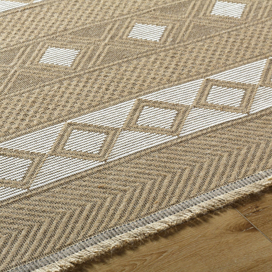 Machine Woven Tan Bohemian Style Jute Rug - The Rug Decor