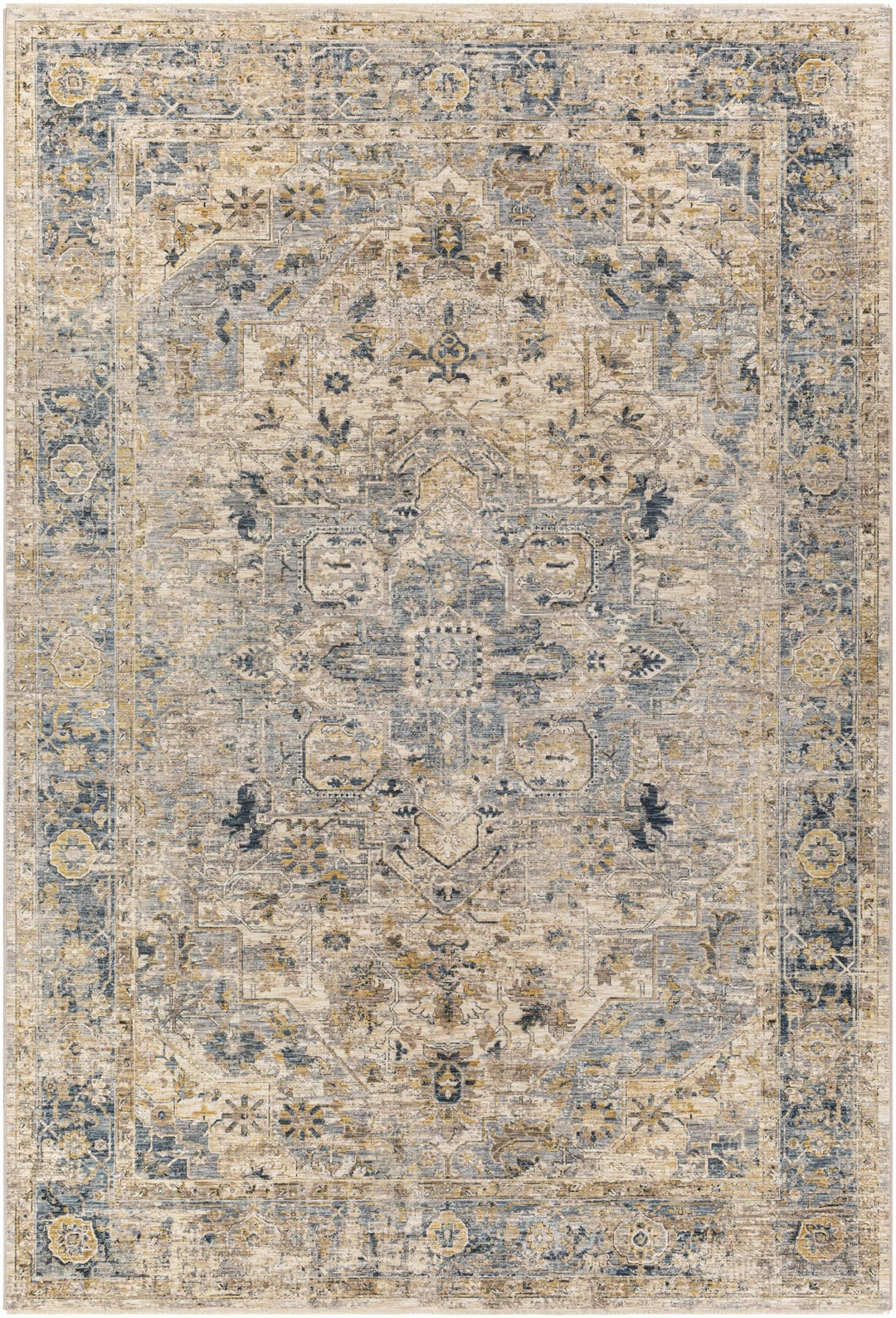 Machine Woven Traditional Style Blue And Beige Rug - The Rug Decor