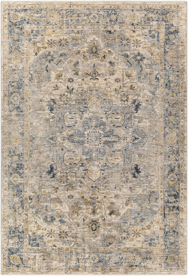 Machine Woven Traditional Style Blue And Beige Rug - The Rug Decor