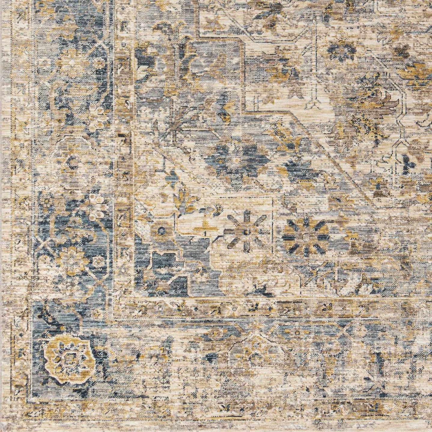 Machine Woven Traditional Style Blue And Beige Rug - The Rug Decor