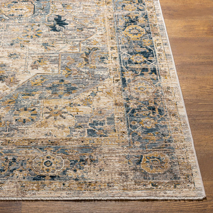 Machine Woven Traditional Style Blue And Beige Rug - The Rug Decor