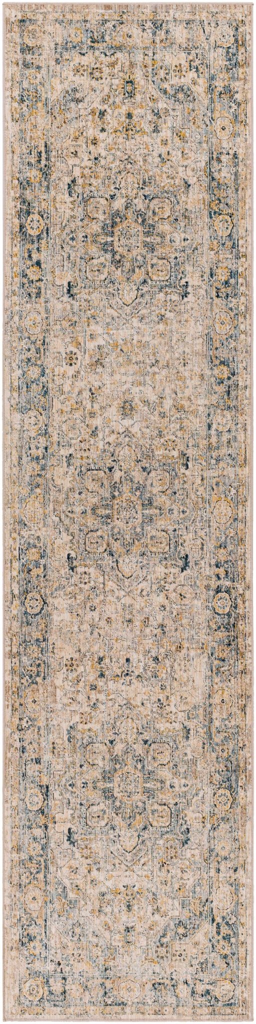 Machine Woven Traditional Style Blue And Beige Rug - The Rug Decor
