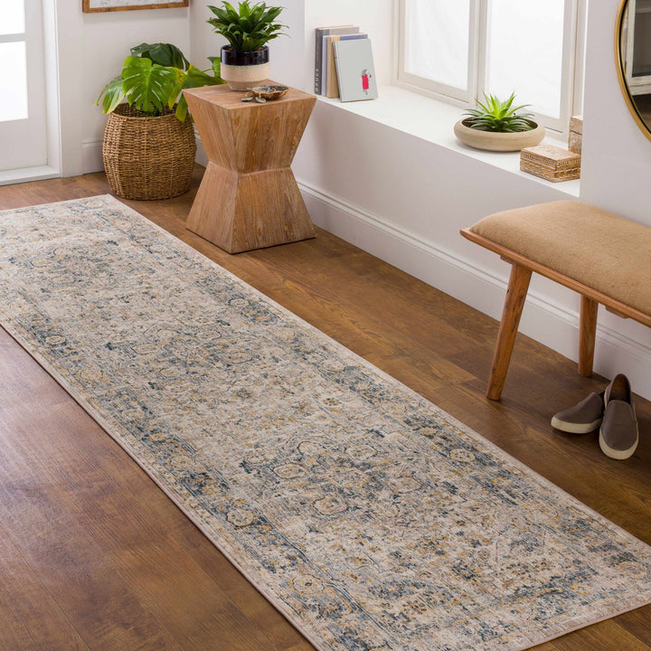 Machine Woven Traditional Style Blue And Beige Rug - The Rug Decor