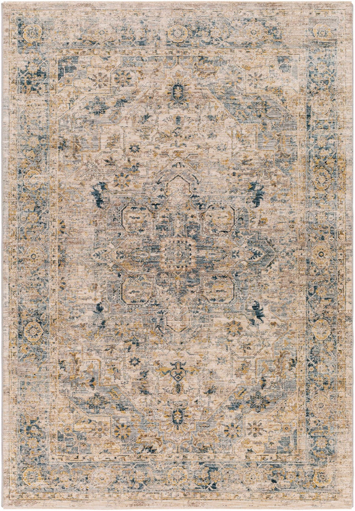 Machine Woven Traditional Style Blue And Beige Rug - The Rug Decor