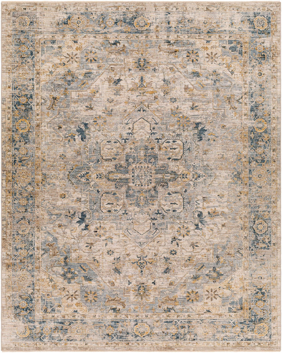 Machine Woven Traditional Style Blue And Beige Rug - The Rug Decor
