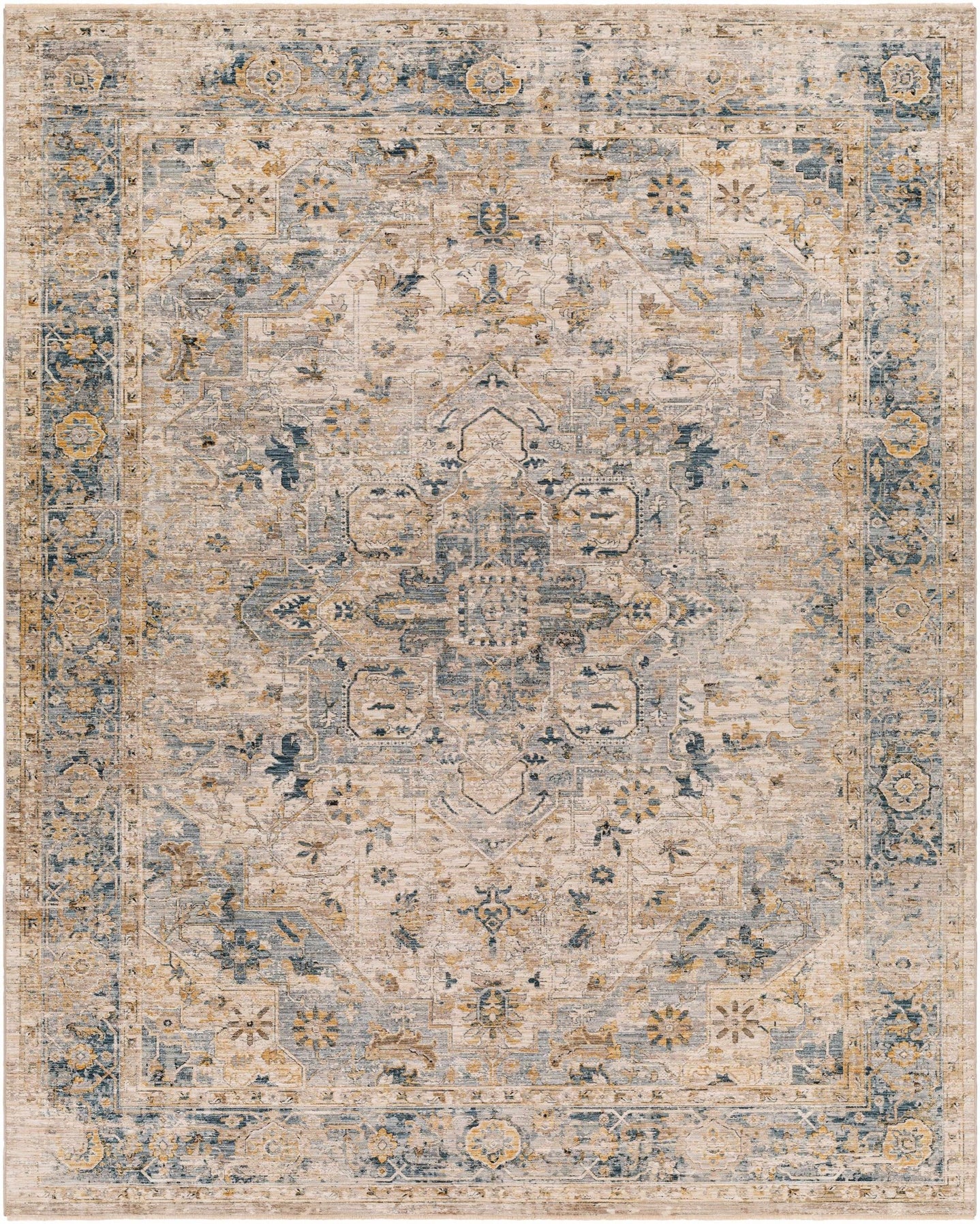 Machine Woven Traditional Style Blue And Beige Rug - The Rug Decor