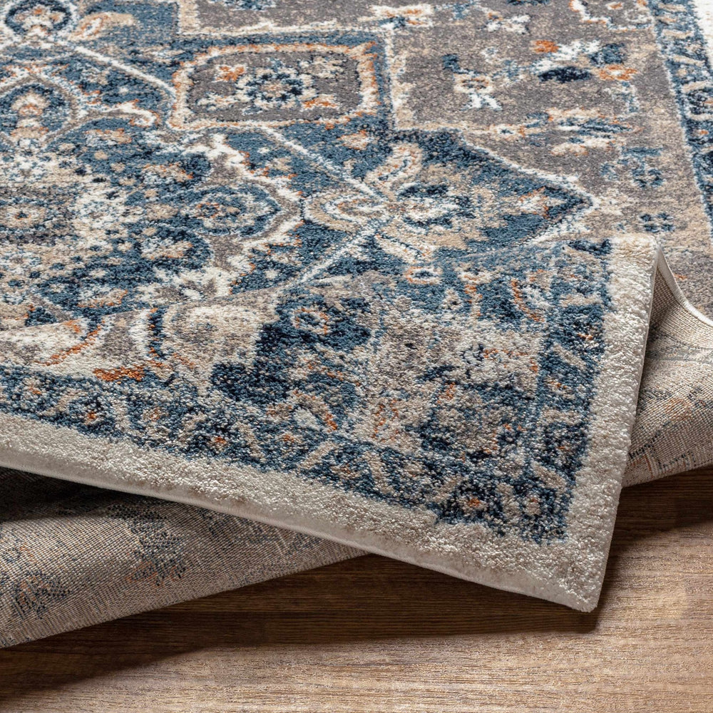 Machine Woven Traditional Style Blue And Cream Rug - The Rug Decor