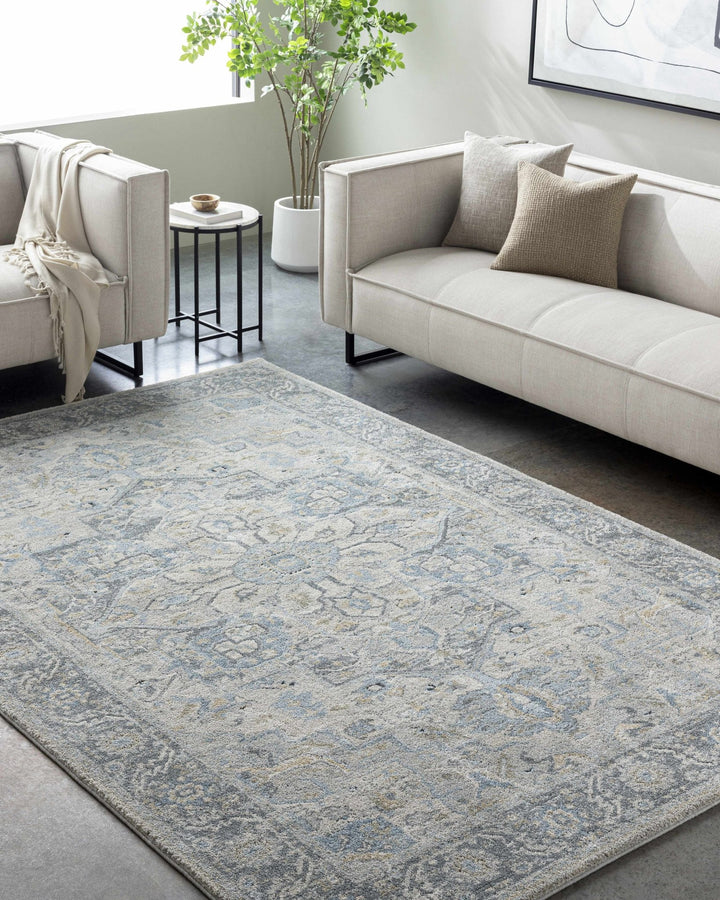 Machine Woven Traditional Style Gray And Beige Area Rug - The Rug Decor