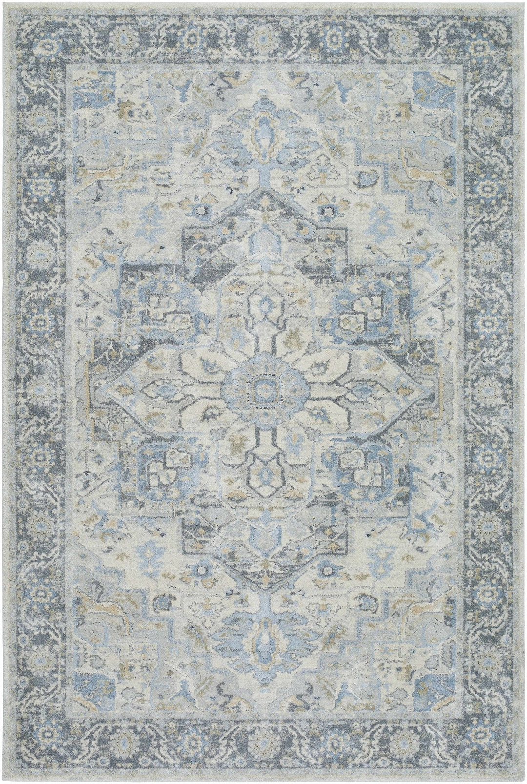 Machine Woven Traditional Style Gray And Beige Area Rug - The Rug Decor