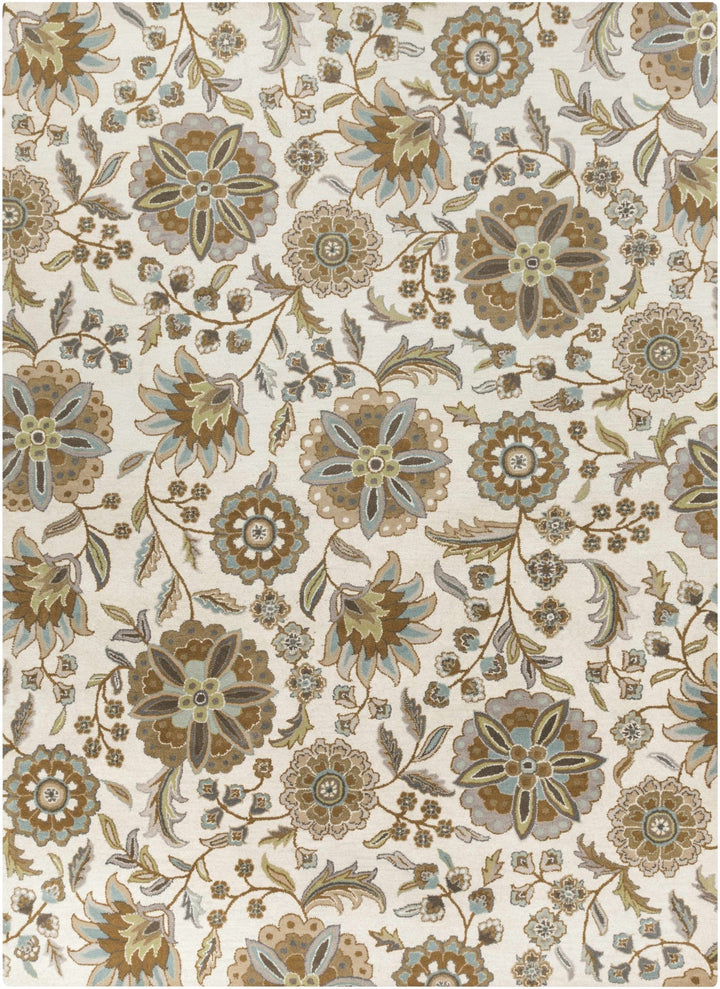 Mack Traditional Floral Design Beige Hand Tufted Wool Rug - The Rug Decor