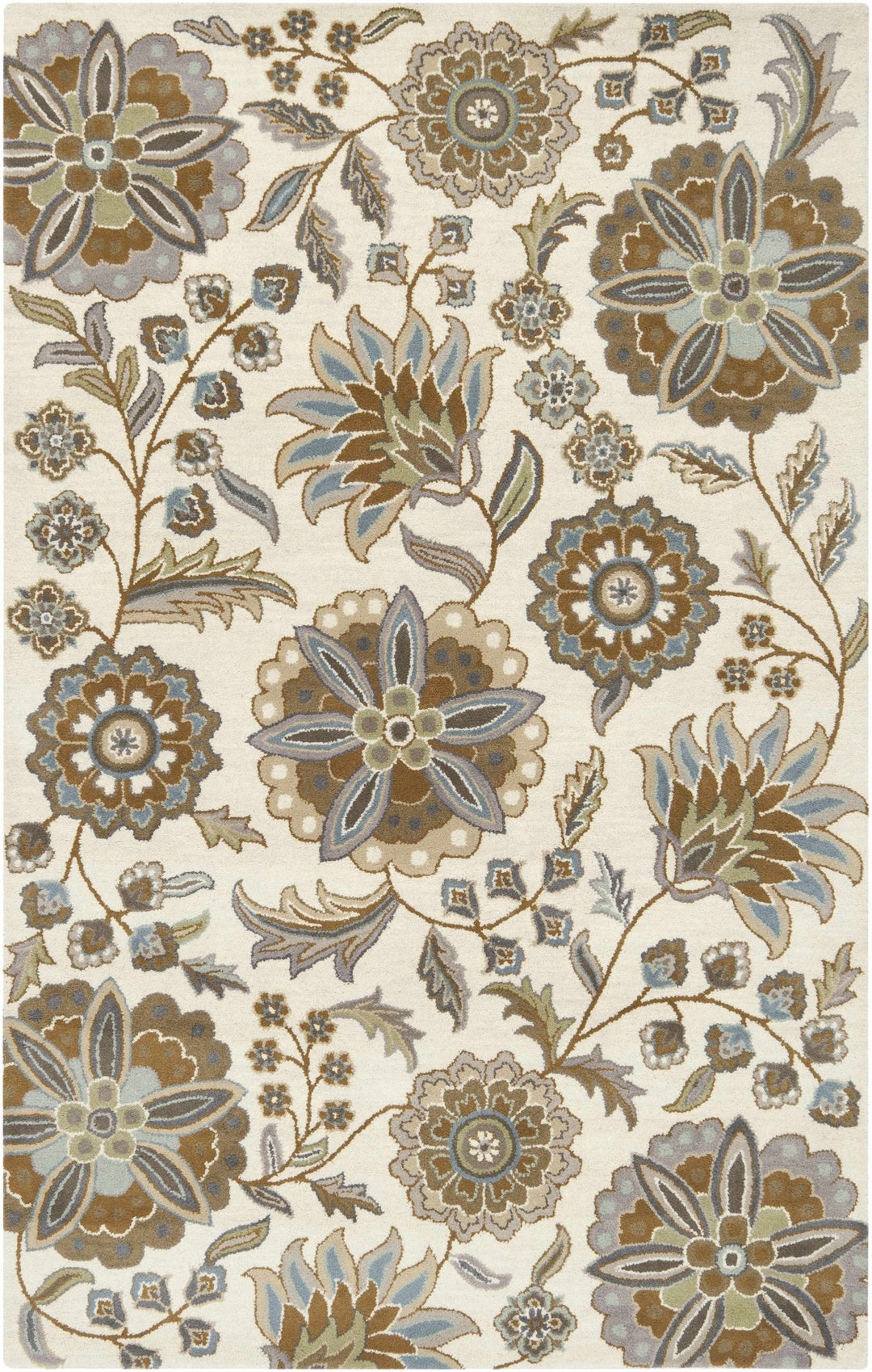 Mack Traditional Floral Design Beige Hand Tufted Wool Rug - The Rug Decor