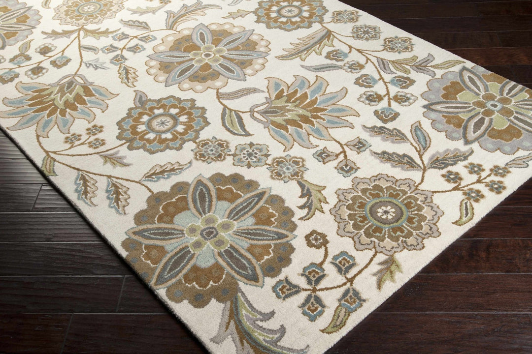 Mack Traditional Floral Design Beige Hand Tufted Wool Rug - The Rug Decor