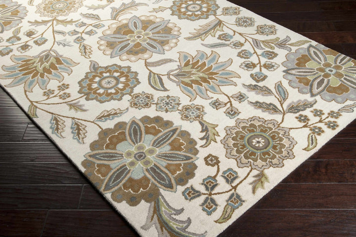 Mack Traditional Floral Design Beige Hand Tufted Wool Rug - The Rug Decor