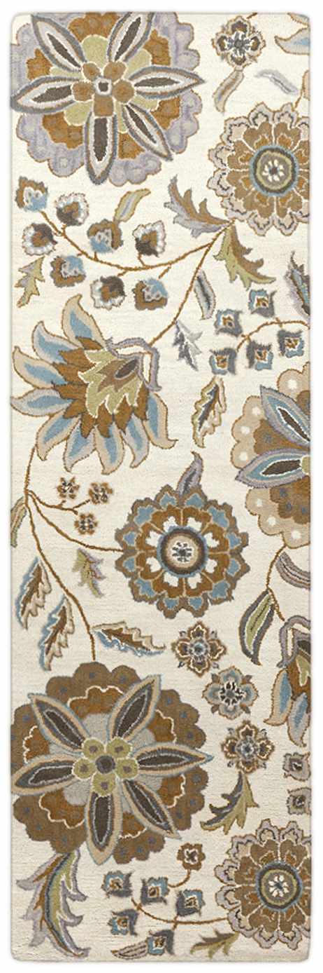 Mack Traditional Floral Design Beige Hand Tufted Wool Rug - The Rug Decor