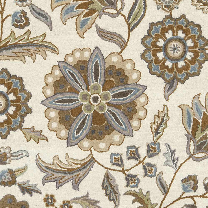 Mack Traditional Floral Design Beige Hand Tufted Wool Rug - The Rug Decor
