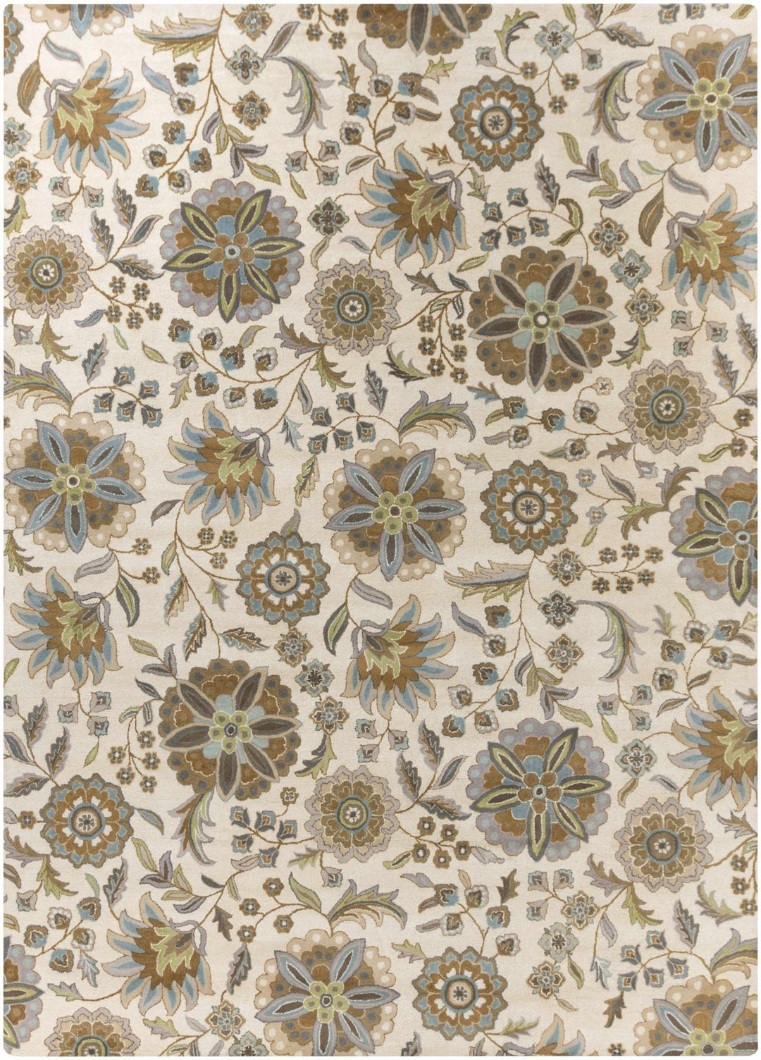 Mack Traditional Floral Design Beige Hand Tufted Wool Rug - The Rug Decor