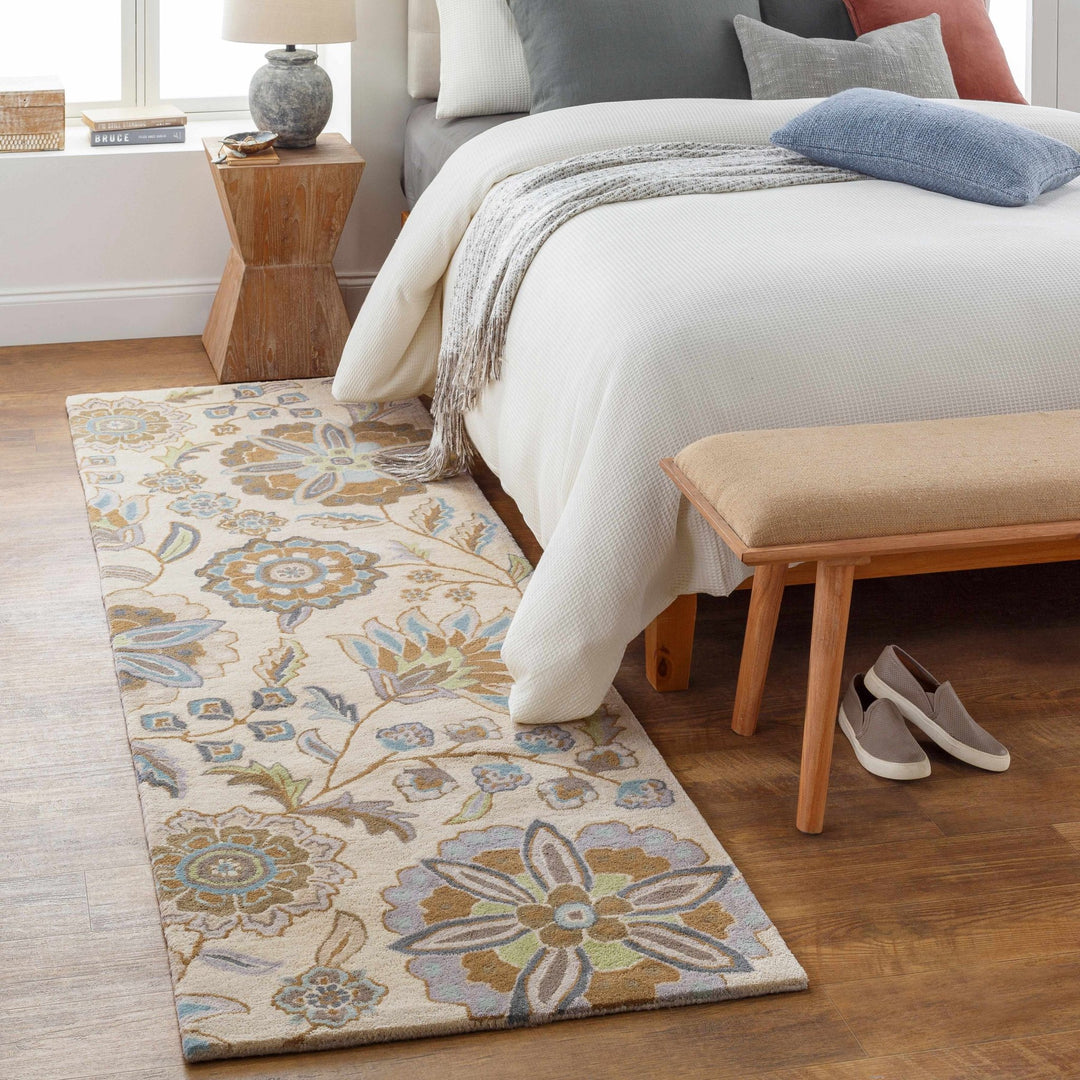 Mack Traditional Floral Design Beige Hand Tufted Wool Rug - The Rug Decor