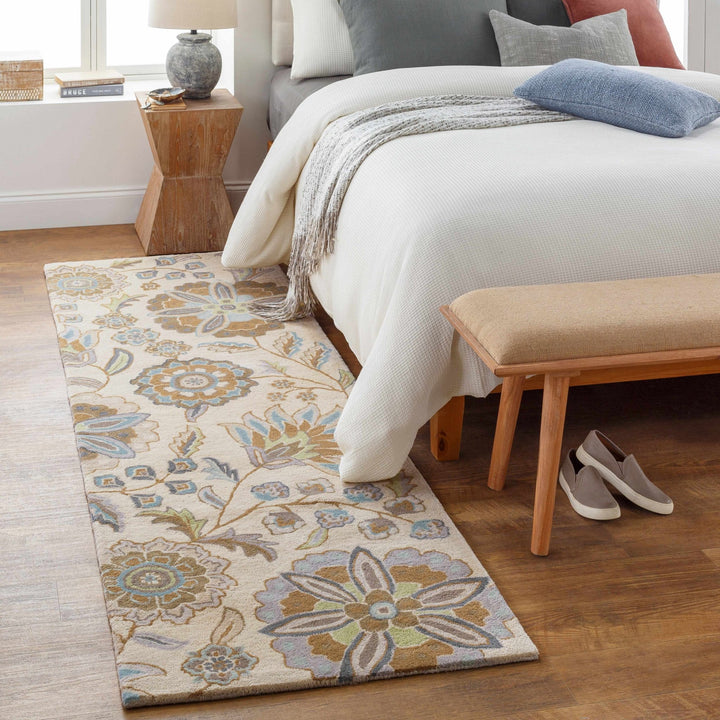 Mack Traditional Floral Design Beige Hand Tufted Wool Rug - The Rug Decor