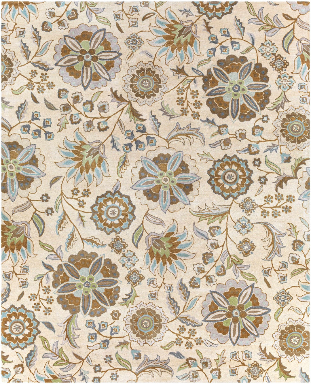 Mack Traditional Floral Design Beige Hand Tufted Wool Rug - The Rug Decor