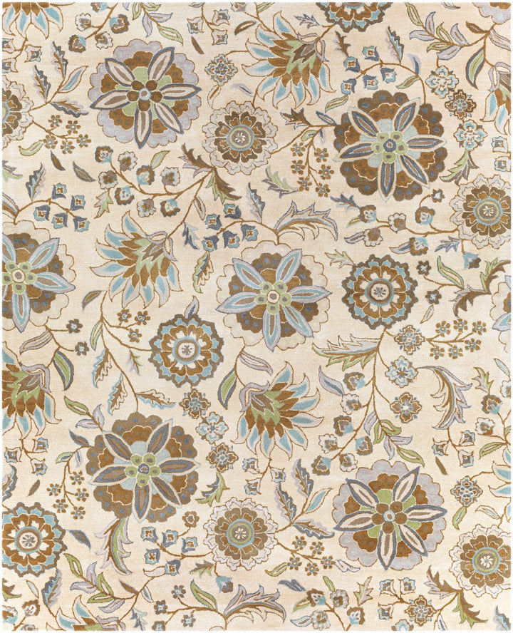 Mack Traditional Floral Design Beige Hand Tufted Wool Rug - The Rug Decor