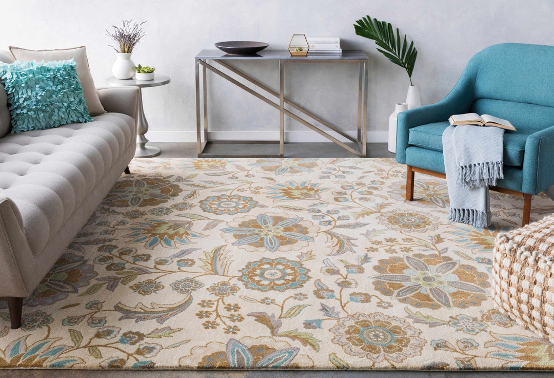 Mack Traditional Floral Design Beige Hand Tufted Wool Rug - The Rug Decor