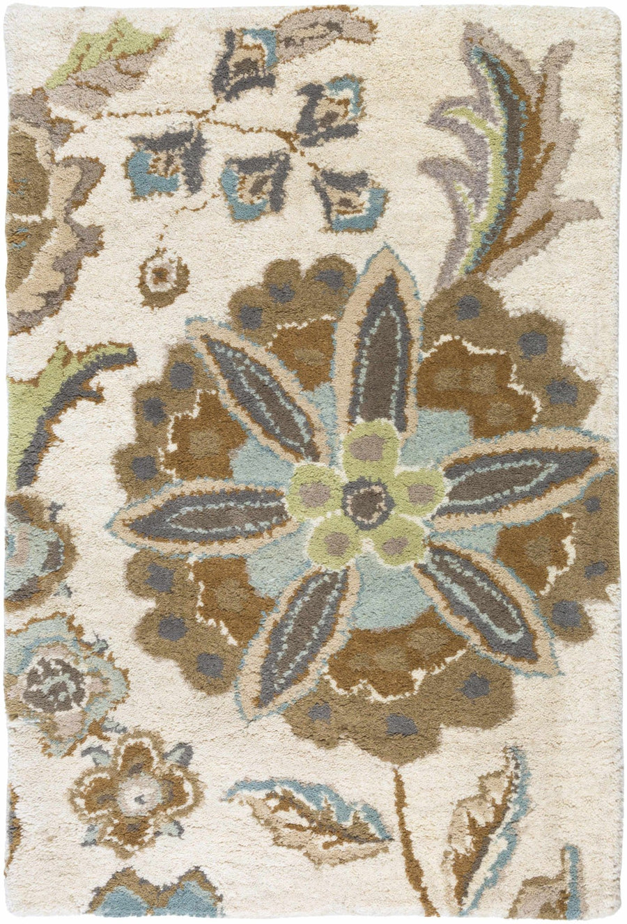 Mack Traditional Floral Design Beige Hand Tufted Wool Rug - The Rug Decor