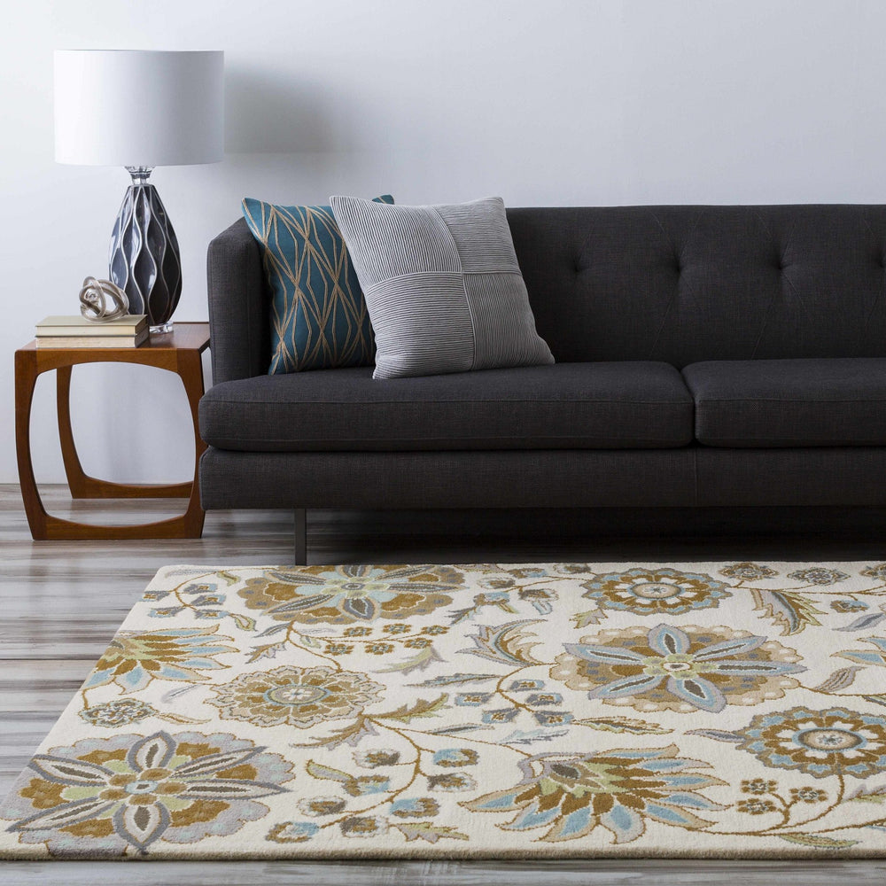 Mack Traditional Floral Design Beige Hand Tufted Wool Rug - The Rug Decor