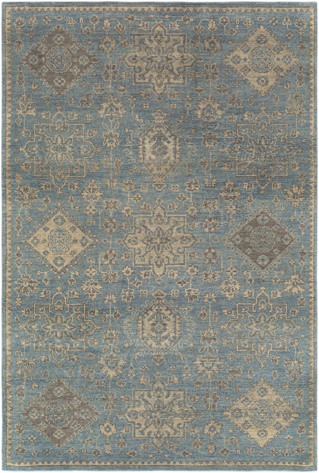 Macmerry Traditional Style Blue And Beige Hand Knotted Area Rug - The Rug Decor