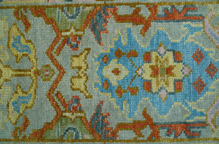 Made to Order Traditional Olive And Blue Hand Knotted Runner Wool Rug - The Rug Decor