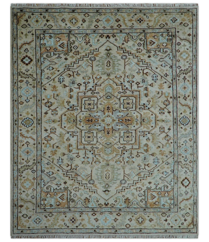Made to Order Traditional Turkish Design Beige And Blue Wool Rug - The Rug Decor