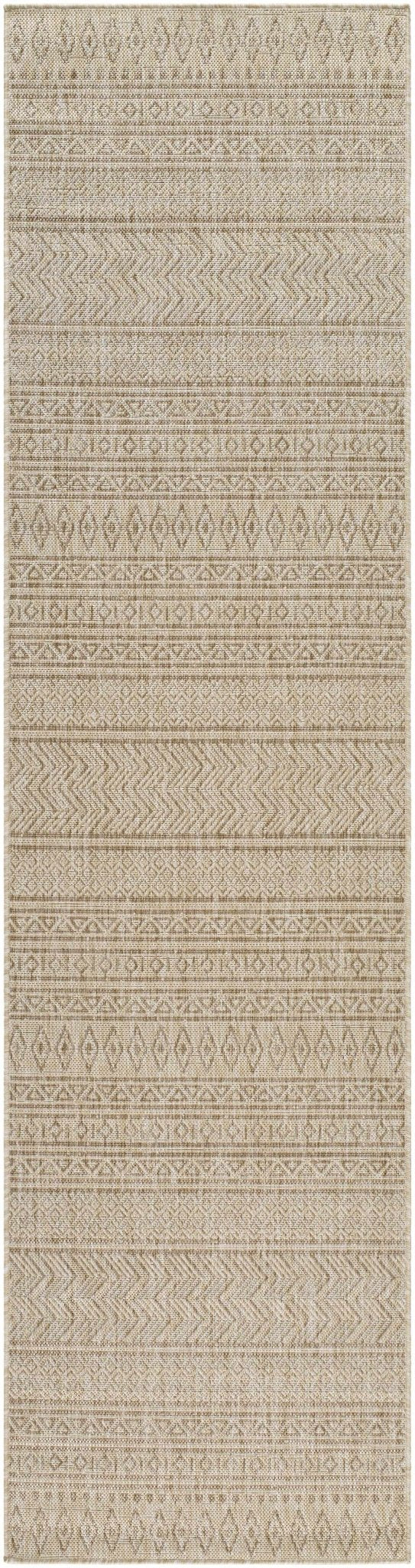 Madras Modern Geometric Design Beige And Brown Outdoor Rug - The Rug Decor