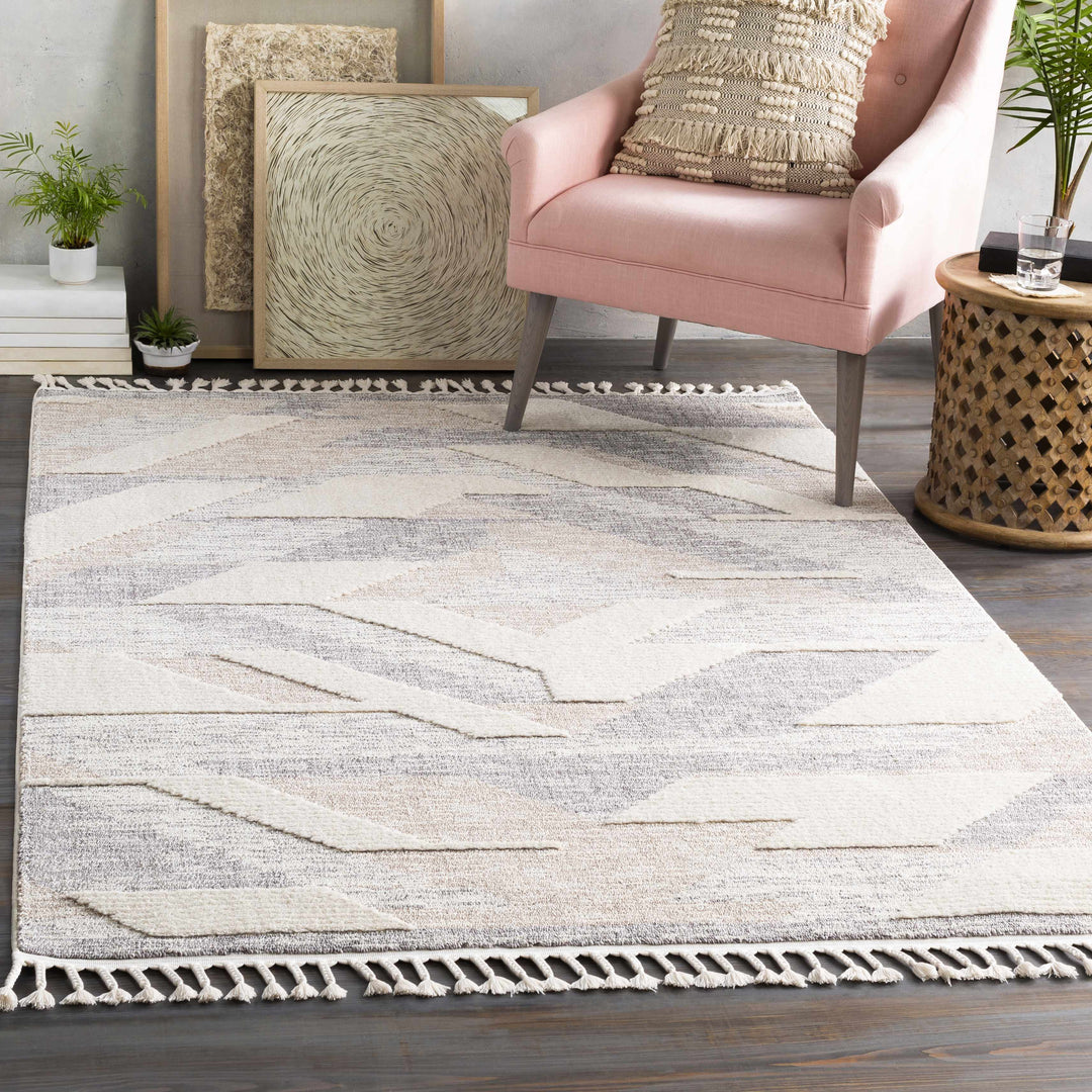 Magazine Modern Style Beige And Gray Area Rug