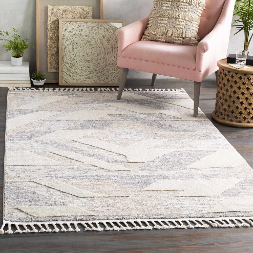 Magazine Modern Style Beige And Gray Area Rug - The Rug Decor