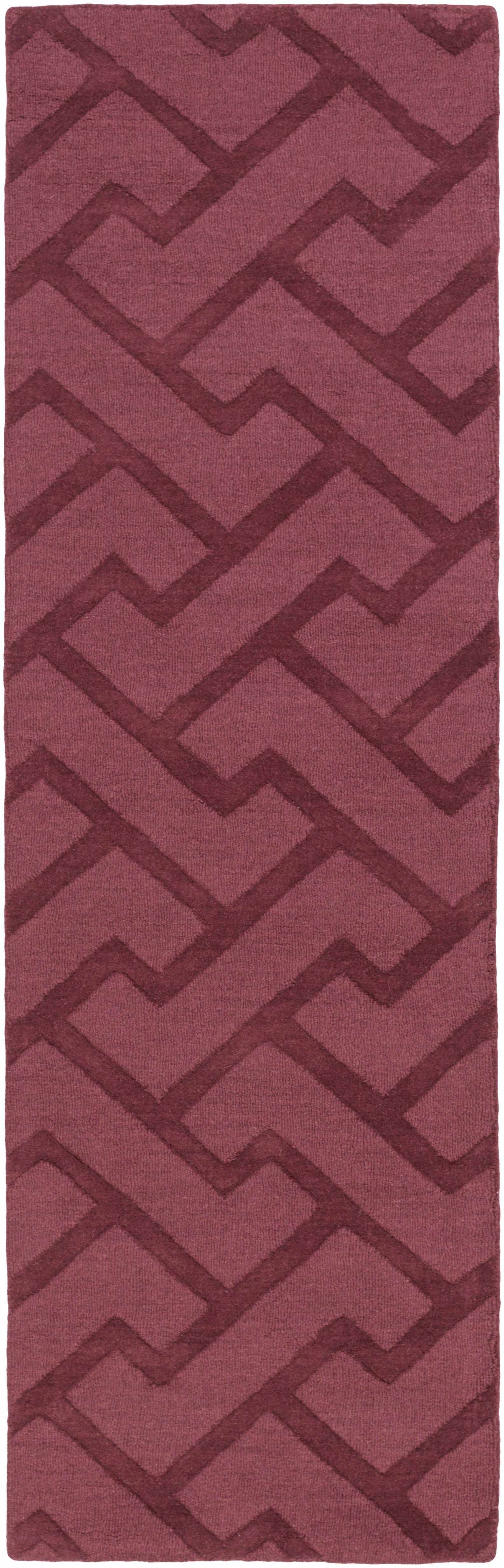 Magness Maroon Contemporary Style Hand Loomed Wool Area Rug