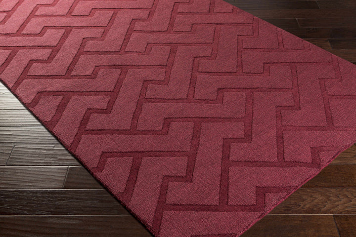Magness Maroon Contemporary Style Hand Loomed Wool Area Rug