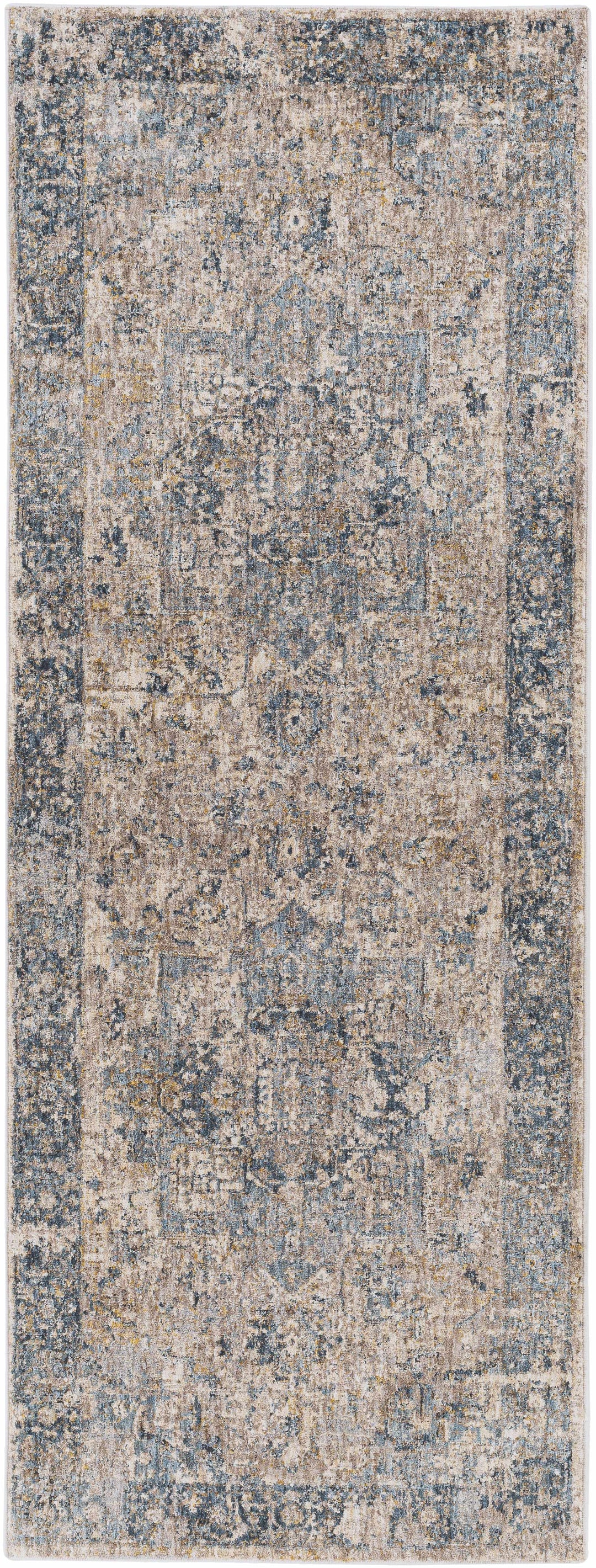 Magrath Traditional Style Beige And Blue Area Rug