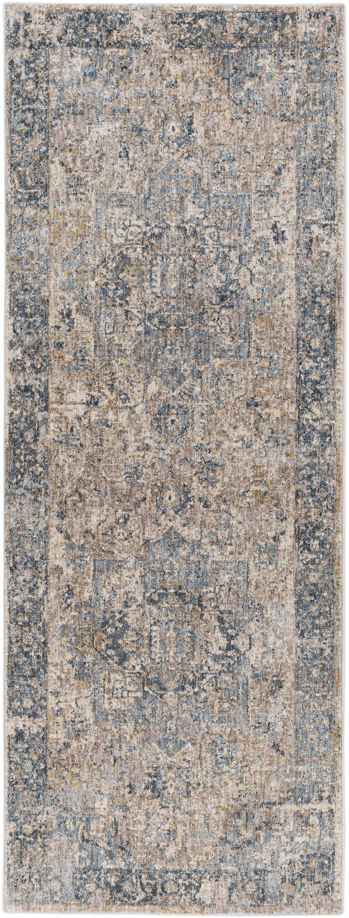 Magrath Traditional Style Beige And Blue Area Rug