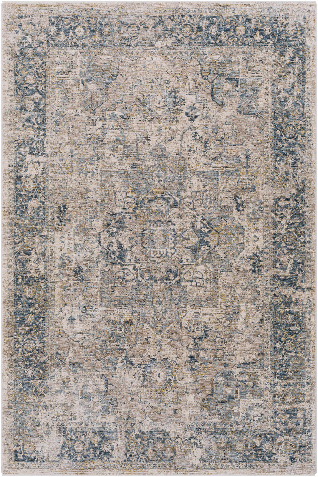 Magrath Traditional Style Beige And Blue Area Rug