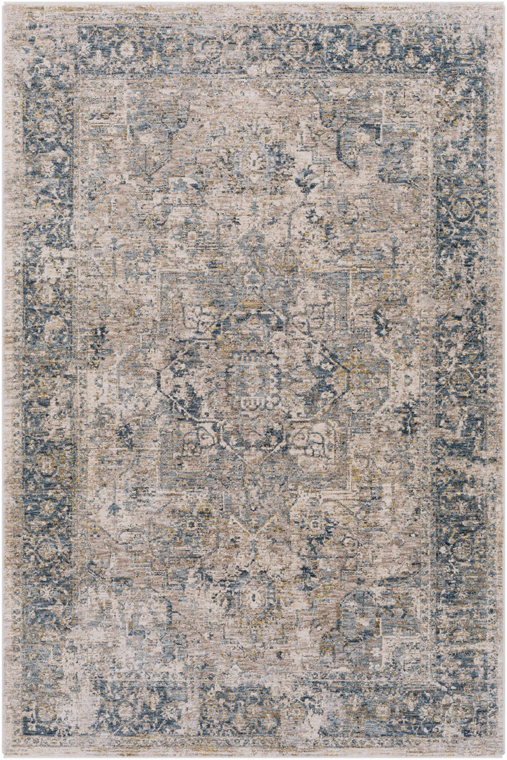 Magrath Traditional Style Beige And Blue Area Rug